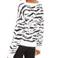 Bar III Women's Zebra Stripe Eyelash Sweater White  Size XXL