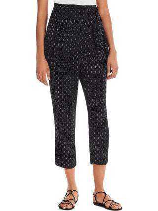 Aqua Women's Printed Tie Front Casual Pants Black Size S