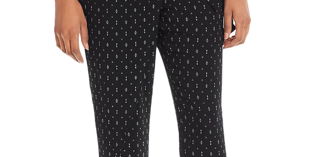 Aqua Women's Printed Tie Front Casual Pants Black Size S