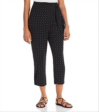 Aqua Women's Printed Tie Front Casual Pants Black Size S