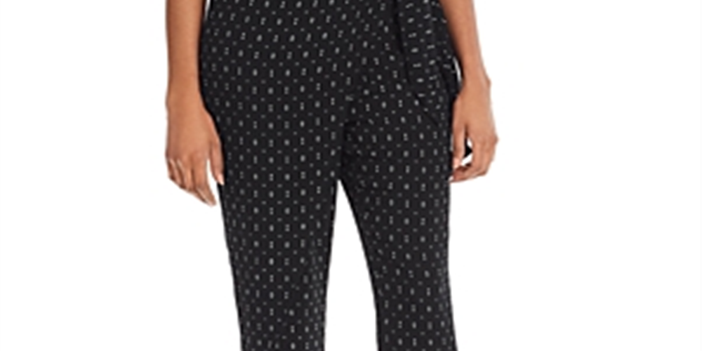 Aqua Women's Printed Tie Front Casual Pants Black Size S