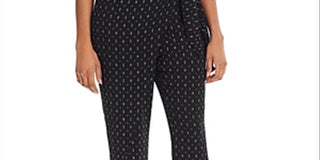 Aqua Women's Printed Tie Front Casual Pants Black Size S