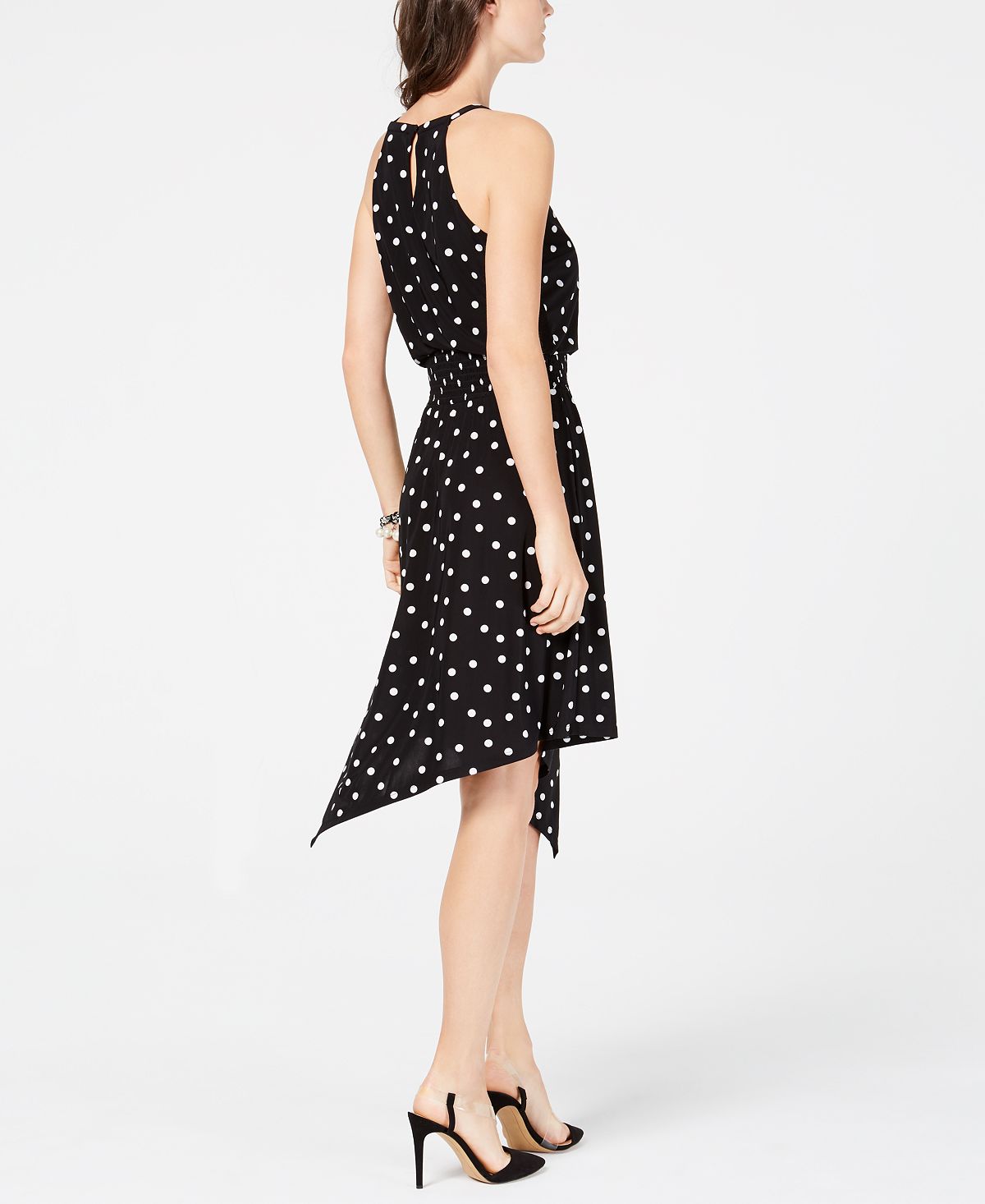 INC International Concepts Women's Sleeveless Printed Handkerchief Dress Black Size X-Small