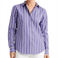 Ralph Lauren Women's Relaxed Fit Striped Shirt Purple Size L