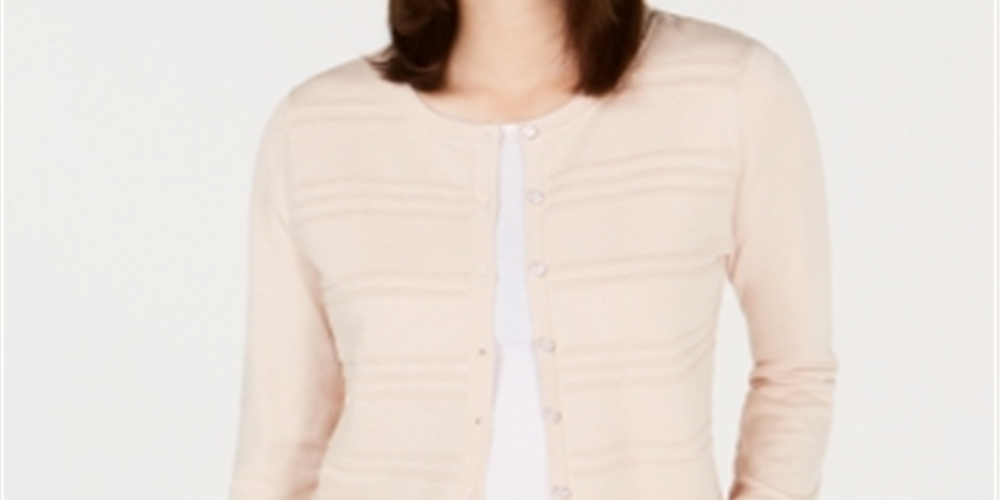 Charter Club Women's Long Sleeve V Neck Cardigan Pink Size XS