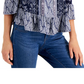 Style & Co Women's Printed Off the Shoulder Top Blue- Size Petite M