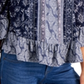 Style & Co Women's Printed Off the Shoulder Top Blue- Size Petite M