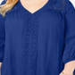John Paul Richard Women's Richard Plus Crochet Trim Top Blue Size 1X
