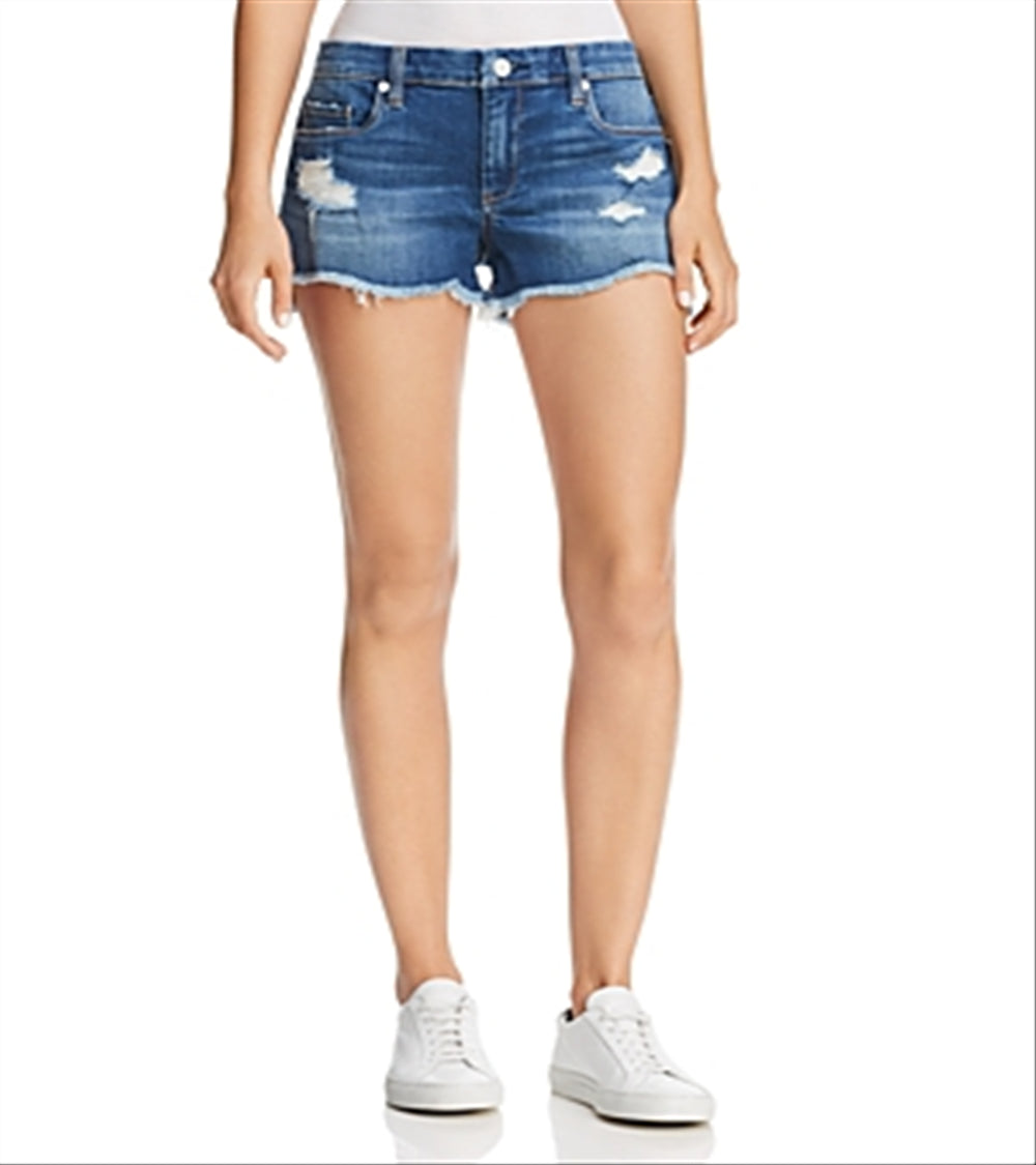 BLANKNYC Women's Astor Distressed Cut Off Denim Shorts Blue Size 24