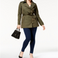 Michael Kors Women's Belted Trench Coat Green Size Petite L