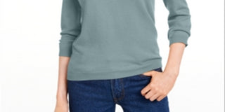 Maison Jules Women's Blue Heather Long Sleeve Collared Top Juniors Size 2XL