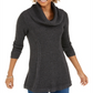 Style & Co Women's Petite Cowlneck Tunic Sweater Black Heather Gray Size Petite Large