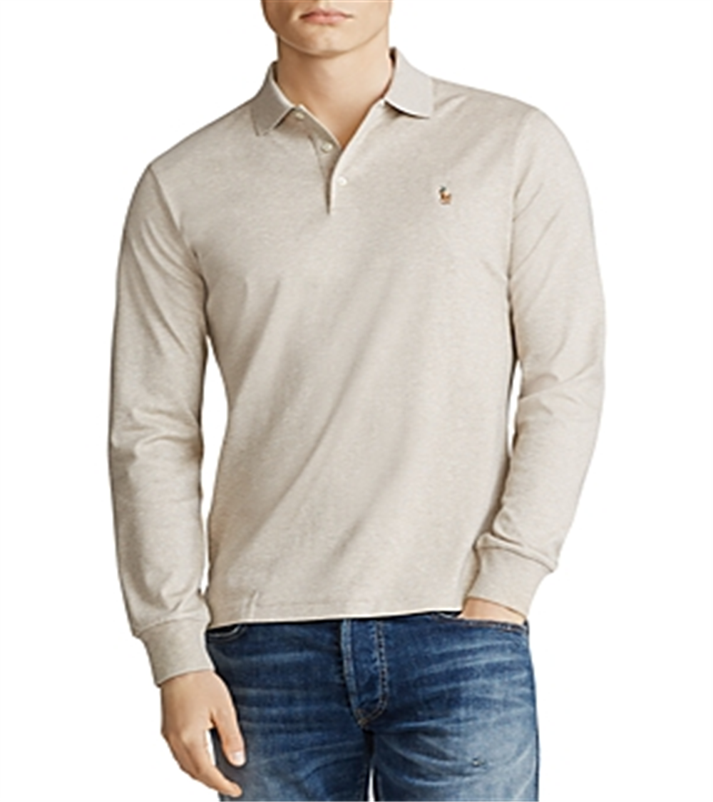 Ralph Lauren Mens Beige Heather Collared Button Down Polo Shirt Beige Size S