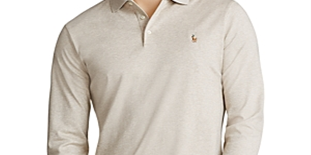Ralph Lauren Mens Beige Heather Collared Button Down Polo Shirt Beige Size S