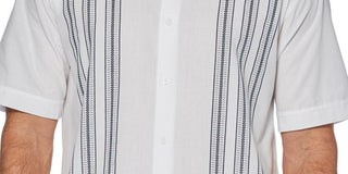 Cubavera Men's Short Sleeve Panel Button Down Shirt White Size Large