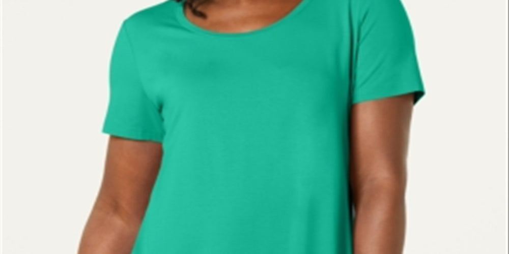 Jm Collection Scoop-Neck Top Green Size M