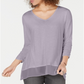 Style & Co V-Neck Chiffon-Hem Top Lilac Size M