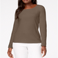 Karen Scott Women's Cotton Scoop Neck Top Brown Size Petite Small