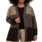 Karen Scott Women's Plus Colorblocked Open Front Cardigan Brown Size 0X