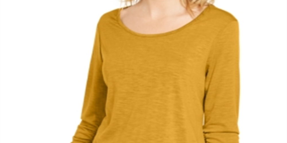 Style & Co Chiffon-Hem Top Yellow Size S