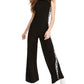 Bebe Women's Graphic Crew Neck Evening Jumpsuit Black Size XX-Small
