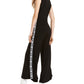 Bebe Women's Graphic Crew Neck Evening Jumpsuit Black Size XX-Small