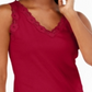 Karen Scott Cotton Scalloped-Lace Tank Top Red Size M