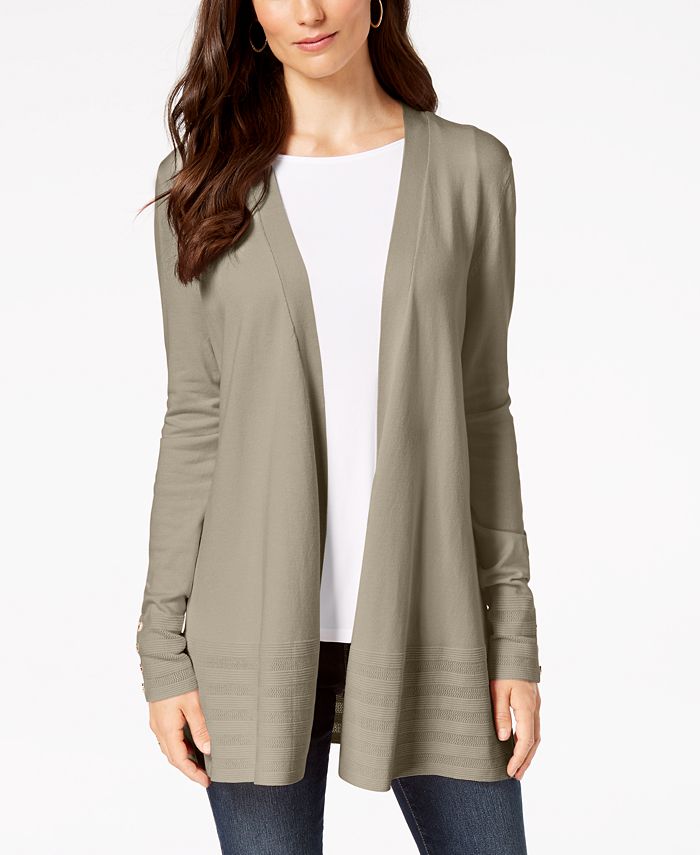 Charter Club Women's Open Front Cardigan Brown Size S
