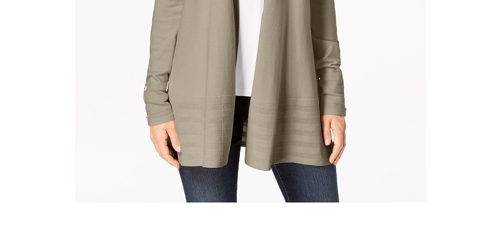 Charter Club Women's Open Front Cardigan Brown Size S
