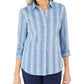 Karen Scott Women's Cotton Printed Shirt Blue Size Small