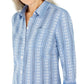 Karen Scott Women's Cotton Printed Shirt Blue Size Small