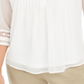 Charter Club Women's Sheer Sleeve Pintuck Top White Size Petite Medium