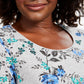 Karen Scott Women's Floral Print 3/4 Sleeve Top Gray Size X-Small