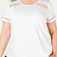 Charter Club Women's Crochet Trim Cotton T-Shirt White Size 1X