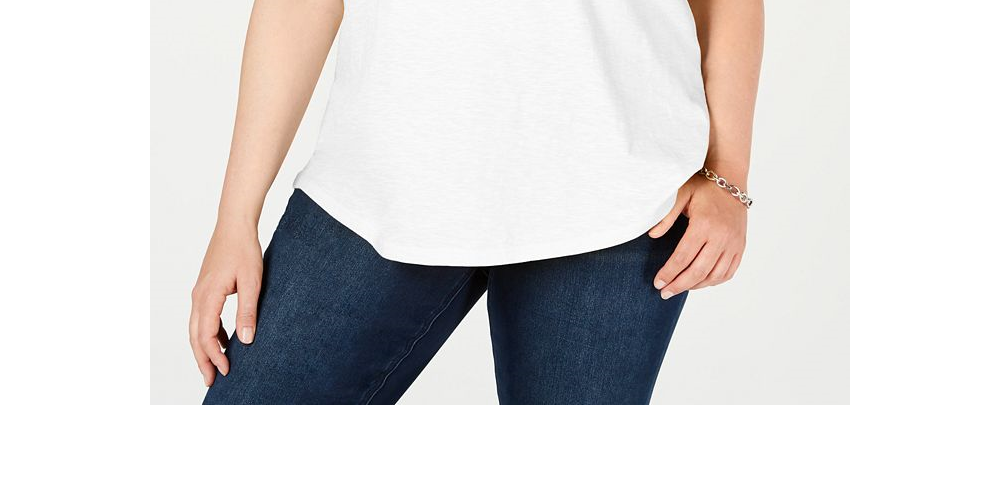 Charter Club Women's Crochet Trim Cotton T-Shirt White Size 1X