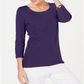 Karen Scott Women's 3/4-Sleeve Top  Purple Size XS