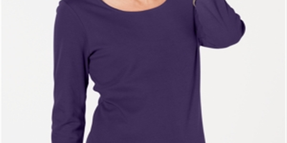 Karen Scott Women's 3/4-Sleeve Top  Purple Size XS