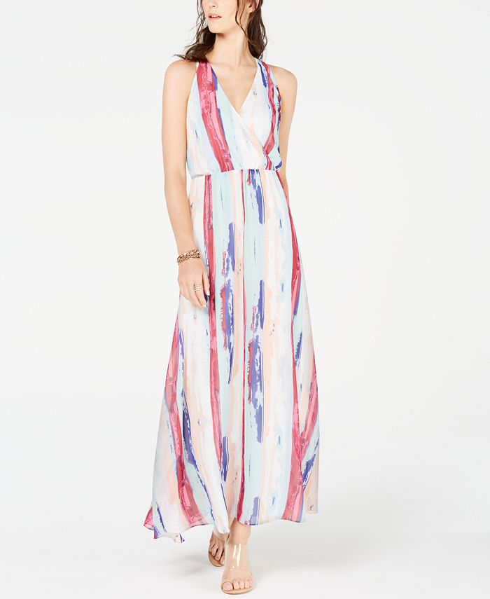 INC International Concepts Women's Rainbow Maxi Dress Blue Size PP
