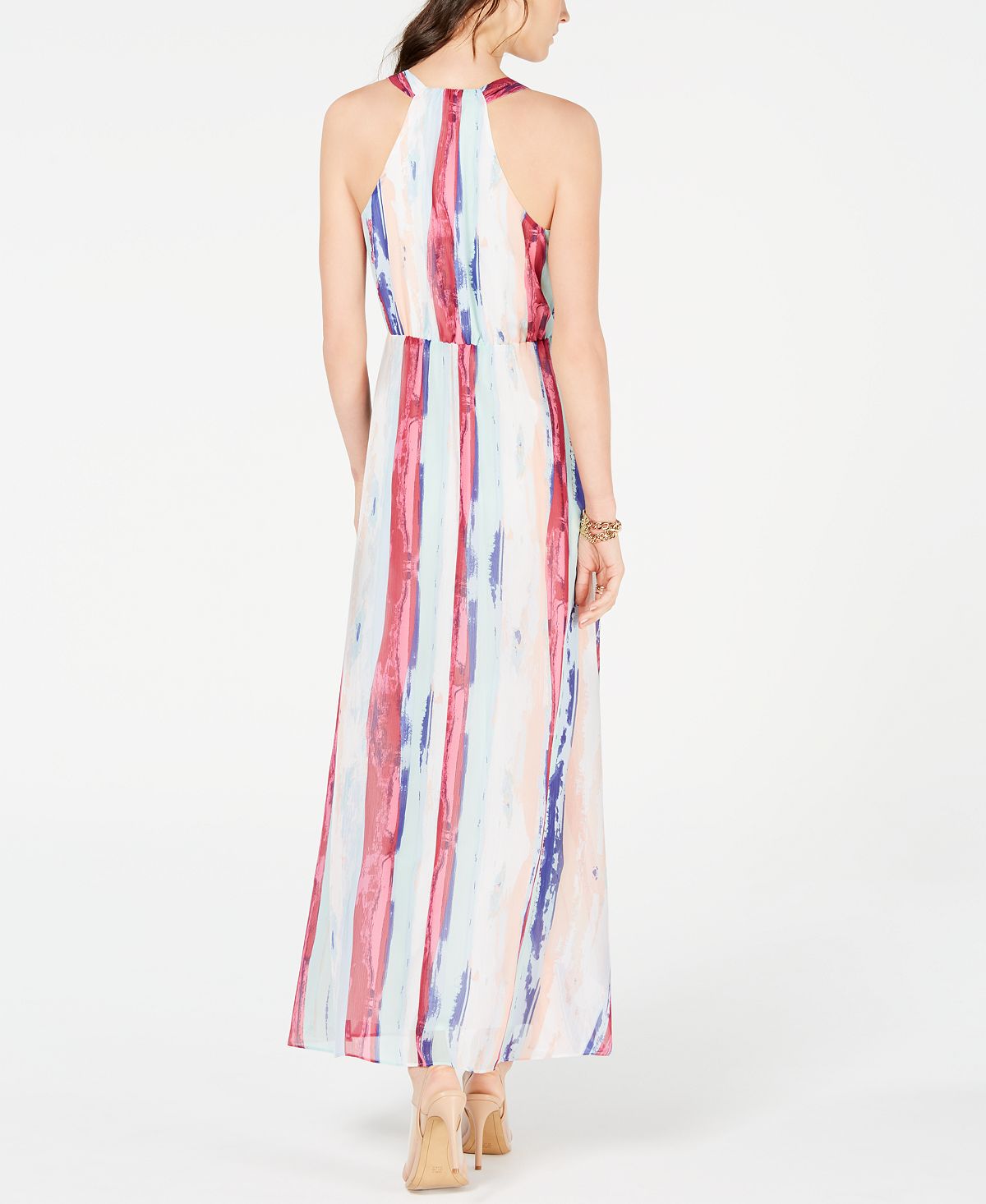 INC International Concepts Women's Rainbow Maxi Dress Blue Size PP