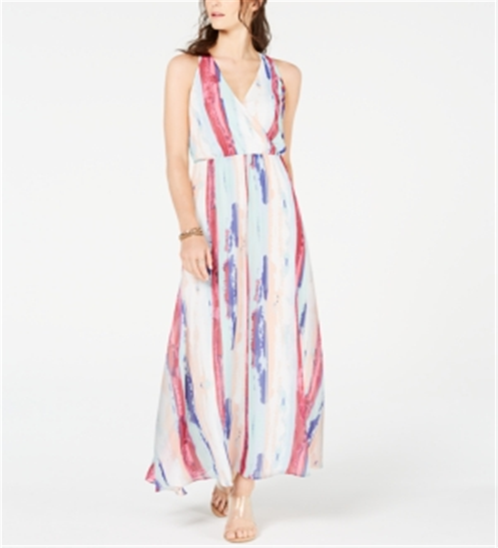 INC International Concepts Women's Rainbow Maxi Dress Blue Size PP