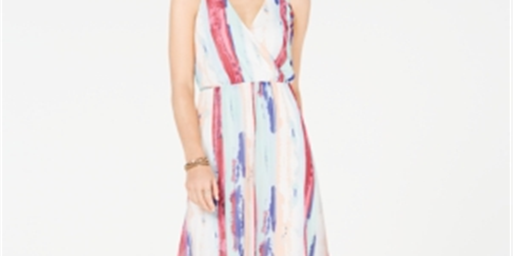 INC International Concepts Women's Rainbow Maxi Dress Blue Size PP
