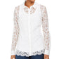 Charter Club Women's Lace Button up Shirt White Size Petite XL