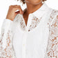 Charter Club Women's Lace Button up Shirt White Size Petite XL