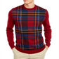 Club Room Men's Plaid Panel Merino Wool Blend Sweater Red Size Large