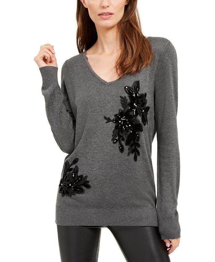 INC International Concepts Women's Velvet Pullover Sweater Black Size X-Small