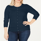 Charter Club Women's Plus Layering Textured Cardigan Sweater Blue Size 2X