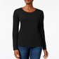 Charter Club Women's Pima Cotton Long Sleeve Top Black Size XX-Large