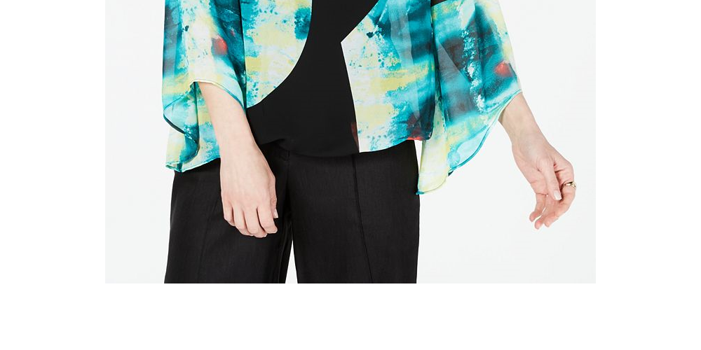 Alfani Petite Abstract-Print Top White Size Petite Small