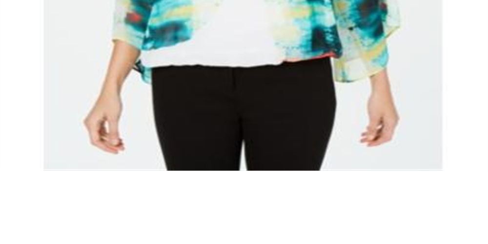 Alfani Petite Abstract-Print Top White Size Petite Small