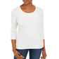 Karen Scott Foil-Print 3/4-Sleeve Top  - Winter White Size XS